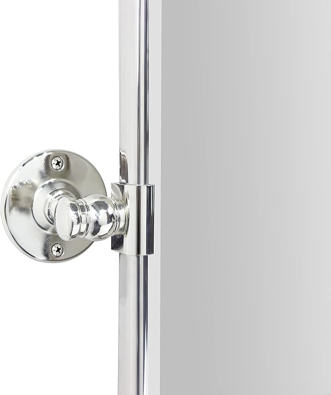 TEHOME 24 x 38'' Horizontal Farmhouse Chrome Metal Framed Pivot Rectangle Bathroom Mirror Tilting Beveled Vanity Mirrors for Wall