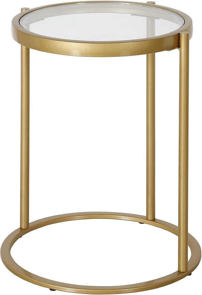 Duxbury 16'' Wide Round Side Table in Brass