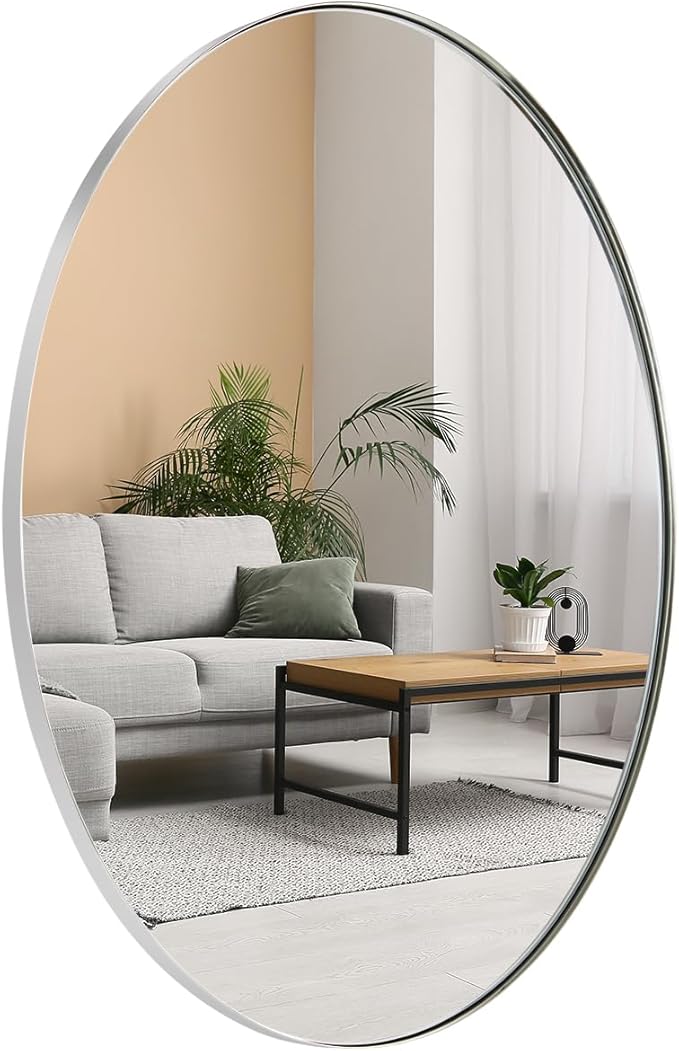 ANDY STAR Chrome Bathroom Mirror, Oval Chrome Mirror for Bathroom 20x28 Inch, Polished Chrome Anti-Rust Stainless Steel Metal Frame for Bathroom