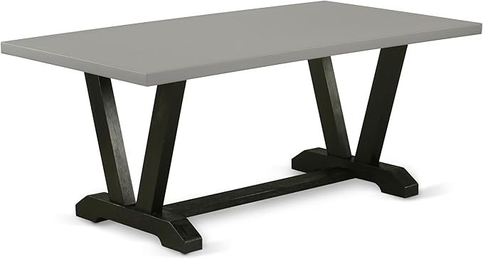 East West Furniture V697DR124-5 5 Piece Dining Room Table Set Includes a Rectangle Dining Table with V-Legs and 4 Black Color Linen Fabric Upholstered Chairs, 40x72 Inch, Multi-Color