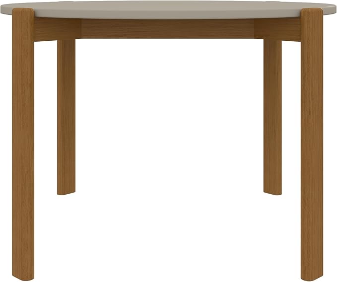 Manhattan Comfort Gales 46-Inch Mid Century Modern Round Dining Table for 2-4 Person, Minimalist Home Furniture with Solid Eucalyptus Wood Legs, Off White