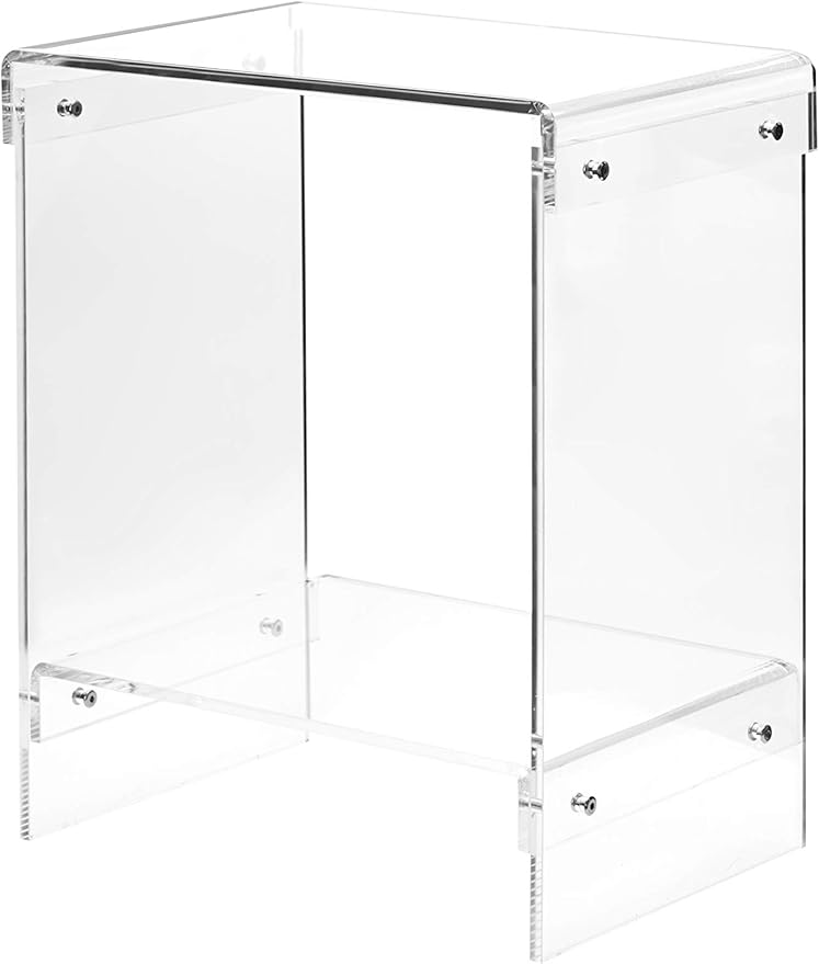 Clear Acrylic End Table，2-Tier，Nightstand for Living Room and Bedroom,Easy Assembly,18x12 inch，22 inch high