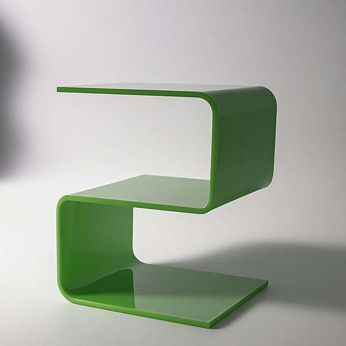 Acrylic Side Table,17.7" H S-Shaped end Table for Living Room,Clear Nightstand,Bedside Table for Bedroom,Used for The Bathroom Storage Table (Apple Green)