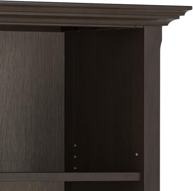 SIMPLIHOME Amherst Bookcase - 70 inch Tall 5-Shelf Solid Wood Bookshelf in Hickory Brown, Transitional Storage for Living Room, Study Room or Office with Adjustable Shelves and Tapered Legs