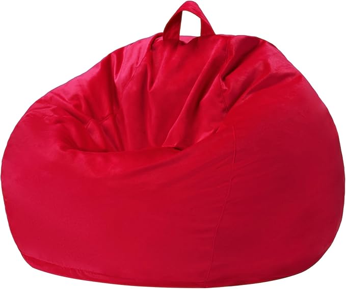 Homguava 2FT Bean Bag Chair: 2' Bean Bags with Memory Foam Filled,Comfy Beanbag Chairs Round Bean Bag Sofa with Dutch Velvet Cover-Red