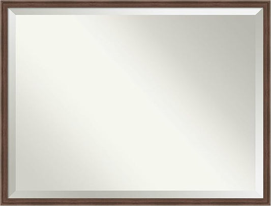 Amanti Art Brown Wall Mirror 32x42 Florence Medium Brown Rectangle Bathroom Mirror for Wall Decor Living Room, X-Large Casual Frame, Hangs Horizonally and Vertically, Bathroom Decor, Beveled Edge