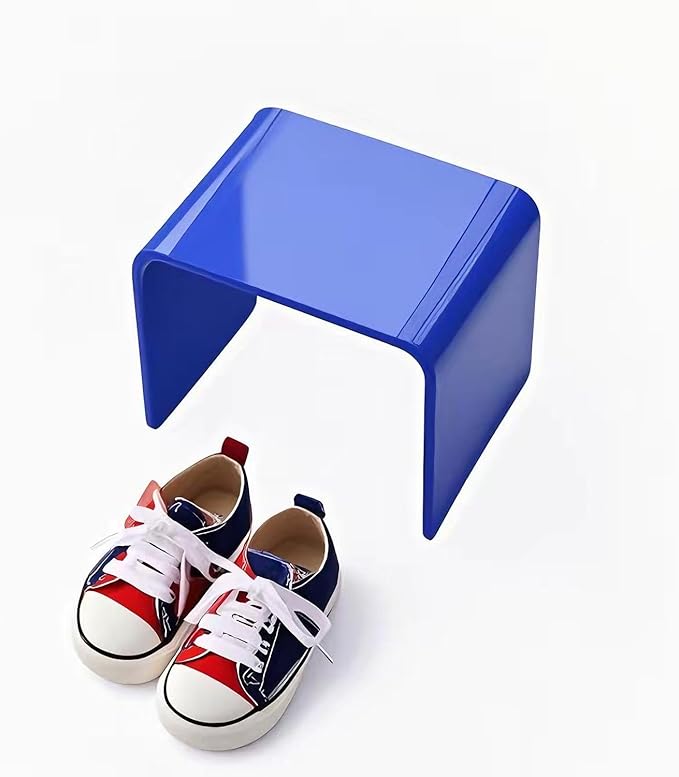 Acrylic Kids' Step Stool – Small Footstool for Bathroom, Kitchen & Bedroom, 12.5”x9.7”x9”, Holds 200lbs, Multi-Use as Toilet Stool, Shower/Water-Resistant Stool, Seating and Placing Items (Blue)