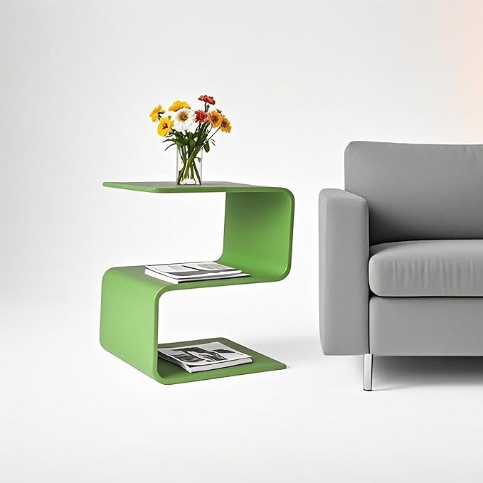 Acrylic Side Table,17.7" H S-Shaped end Table for Living Room,Clear Nightstand,Bedside Table for Bedroom,Used for The Bathroom Storage Table (Apple Green)