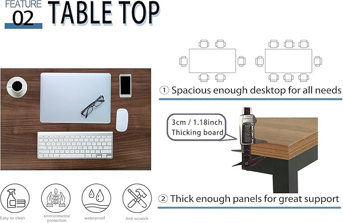 55 Inch Desk - Sturdy Metal Frame Computer Desk, Spacious Office Desk & Writing Desk with Easy Assembly, Durable Workstation for Home Office