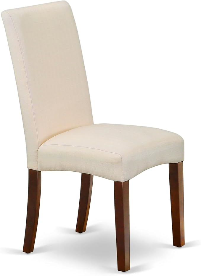 East West Furniture AMDR3-MAH-01 3 Piece Dinette Set for Small Spaces Contains a Round Kitchen Table with Pedestal and 2 Cream Linen Fabric Parson Dining Chairs, 36x36 Inch, Mahogany
