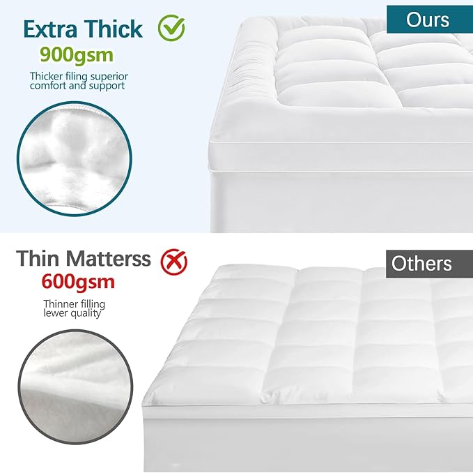 CYMULA California King Mattress Topper - Extra Thick Cooling Mattress Pad Cover for Back Pain - Soft Mattress Protector Bed Topper Pillow Top with 8-21 Inch Deep Pocket 3D Snow Down Alternative Fill