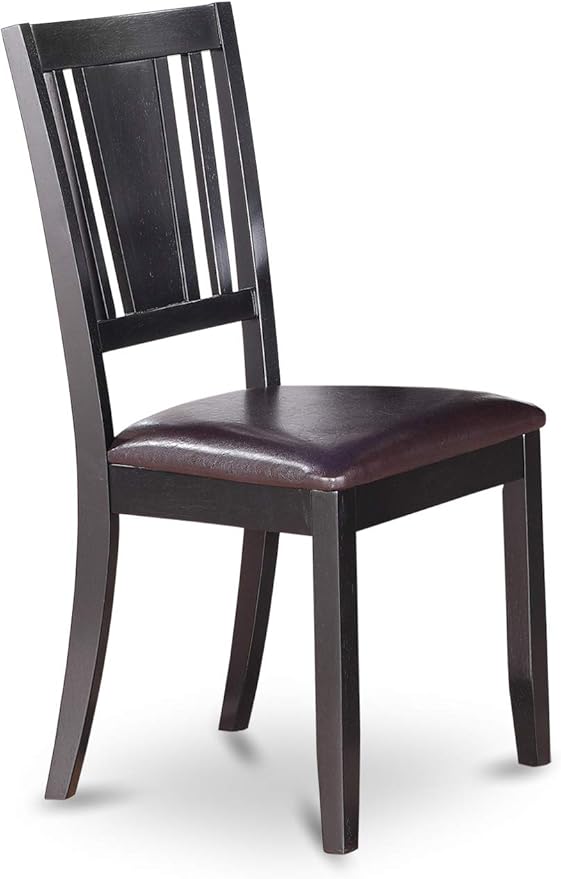 East West Furniture DLDU5-BLK-LC 5 Piece Modern Dining Table Set Includes a Round Wooden Table with Dropleaf and 4 Faux Leather Kitchen Dining Chairs, 42x42 Inch, Black