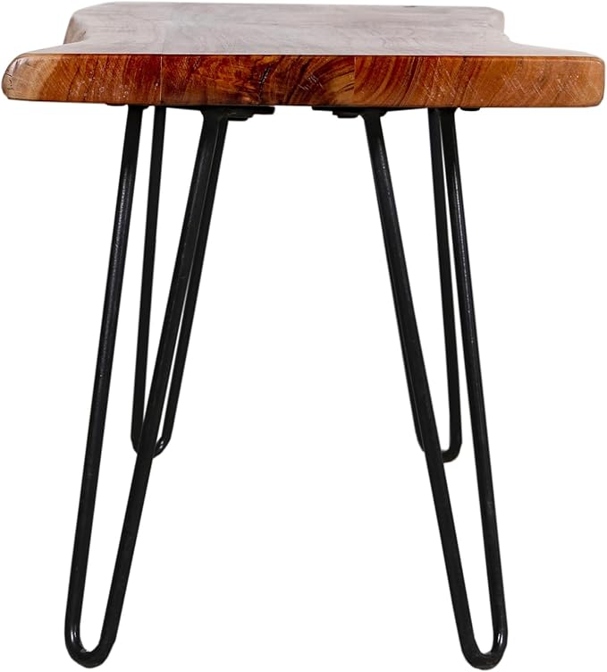 Alaterre Furniture 36-Inch Live Edge Wood Bench – Natural Acacia Wood Top with Metal Hairpin Legs – Sturdy and Easy to Assemble Rustic Modern Entryway or Accent Bench
