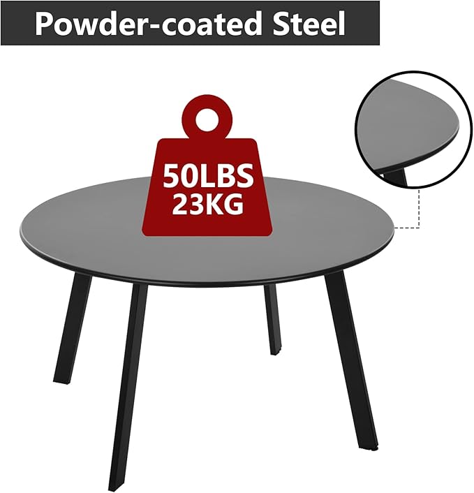 Patio Coffee Table Set of 2, Outdoor Weather Resistant End Table, Round Nesting Tables for Living Room Balcony Office,Black