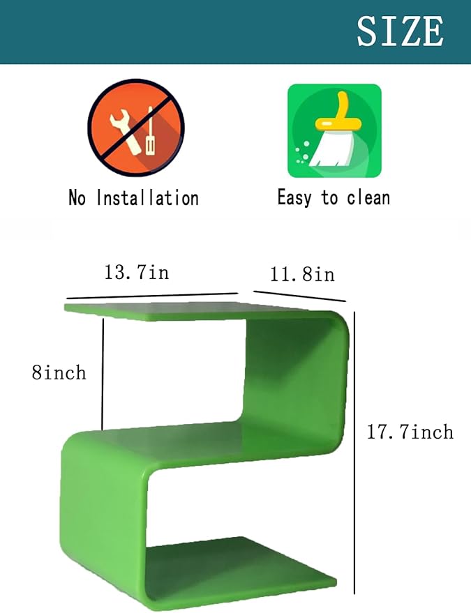 Acrylic Side Table,17.7" H S-Shaped end Table for Living Room,Clear Nightstand,Bedside Table for Bedroom,Used for The Bathroom Storage Table (Apple Green)