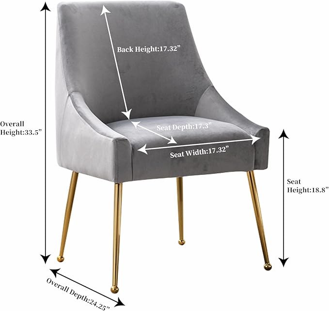 Velvet Dining Chairs, Furniture Collection Modern Contemporary Upholstered with Polished Gold Metal Legs, Set of 6(Light Grey)