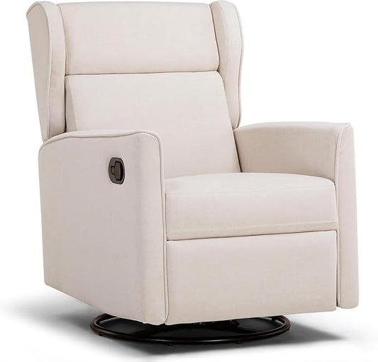 COMHOMA Rocking Recliner Chair,Swivel Glider Reclining Single Sofa Manual Rocker Recliners,Nursery Rocking Chairs with Upholstered Seating for Living Room Office(Beige)