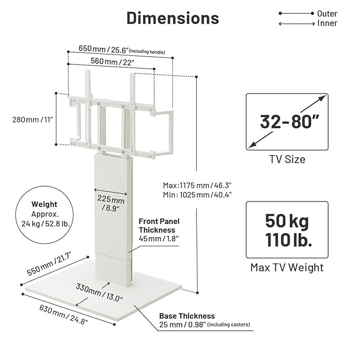 WALL V5 Low Type | Minimalist Rolling TV Stand for 32–80 Inch | Walnut | Portable, Space Saving, Height Adjustable, No Drill | for Living Room and Bedroom | Japan-Engineered Design