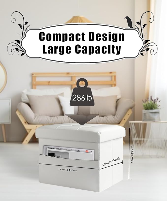 Ottoman Storage Ottoman Foot Rest Stool Foldable Bench with Storage Student Dormitory Bedroom and Entryway 17 X 13 X 13