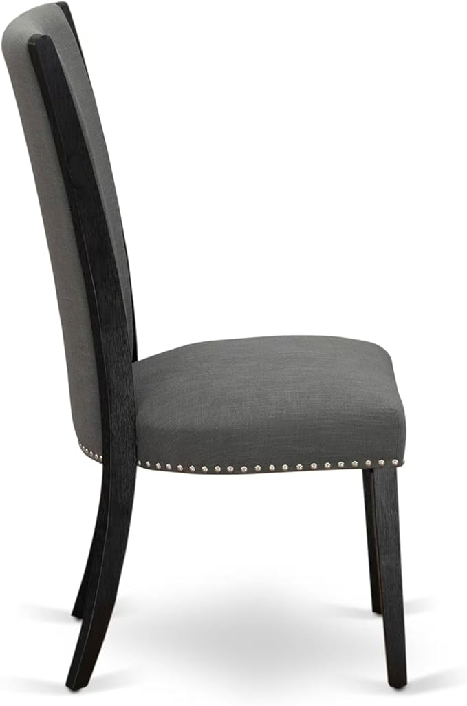 East West Furniture V676VE650-5 5 Piece Dining Set Includes a Rectangle Dining Room Table with V-Legs and 4 Dark Gotham Linen Fabric Parson Chairs, 36x60 Inch, Multi-Color