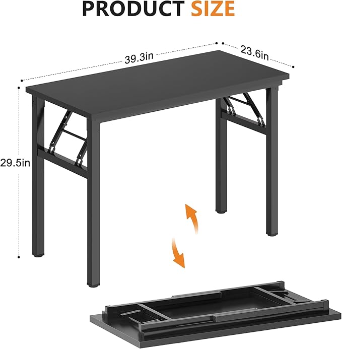 SDHYL 39 inchesNo Assembly Foldable Computer Desk for Home Office Workstation, Study and Writing, Black