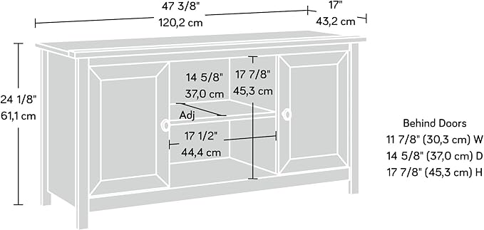 Sauder County Line Panel TV Stand, For TVs up to 47", Salt Oak finish