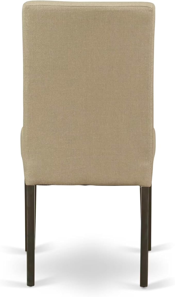 East West Furniture HEDR7-CAP-03 7 Piece Kitchen Table & Chairs Set Consist of a Rectangle Dining Table with Pedestal and 6 Brown Linen Fabric Parson Chairs, 42x72 Inch, Cappuccino