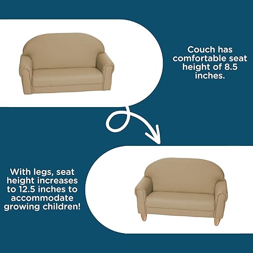 Children's Factory As We Grow Chair and Couch, Flexible Seating for Daycare or Preschool, Kids Reading Couch, Playroom Furniture, Buff