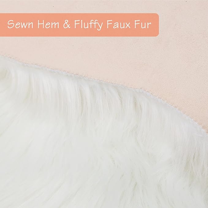 duduta White Faux Sheepskin Runner Rugs 2x6 ft, Fluffy Shag Bedroom Rug Fur Sofa Couch Covers Washable