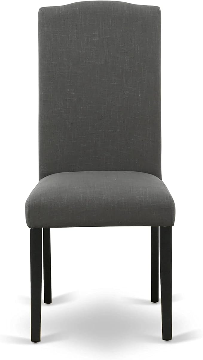 East West Furniture LGEN5-BLK-20 5 Piece Dinette Set Includes a Rectangle Dining Room Table with Butterfly Leaf and 4 Dark Gotham Linen Fabric Upholstered Chairs, 42x84 Inch, Black