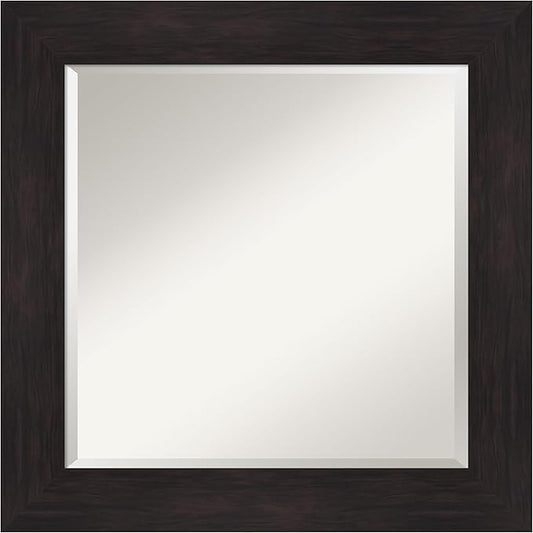 Amanti Art Brown Wall Mirror 26x26 Furniture Espresso Square Bathroom Mirror for Wall Decor Living Room, Medium Casual Frame, Hangs Horizonally and Vertically, Bathroom Decor, Beveled Edge