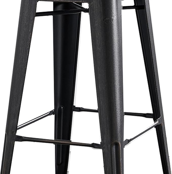 AC Pacific Modern 30” Metal Barstool Set of 2 – Country Rustic Style with Low Back, Lightweight & Sturdy Build, Easy Assembly, Distressed Black