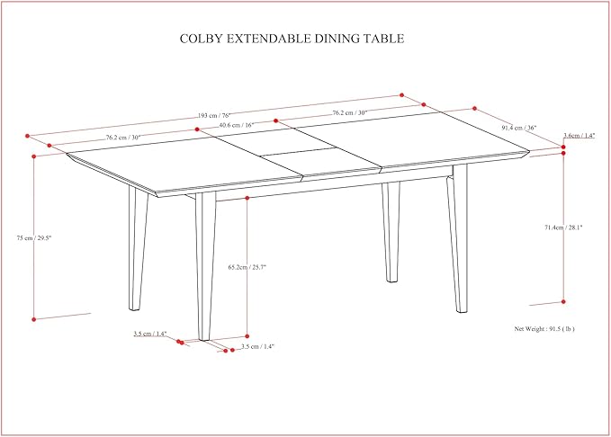 SIMPLIHOME Colby Extendable Dining Table, Solid Wood Oak Veneer in Oak, 60-76 x 36 inches, Contemporary-Style Rectangular Expandable Kitchen Table with Butterfly Leaf for 6+ People