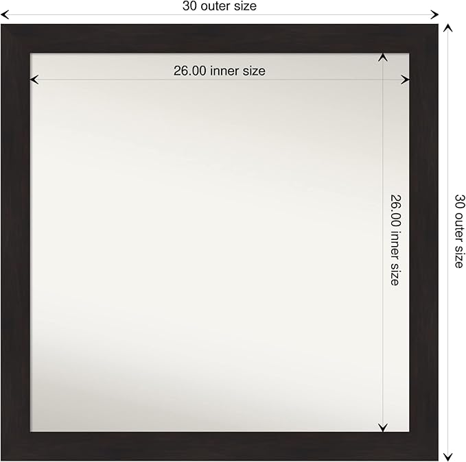 Amanti Art Brown Bathroom Mirror for Over Sink, 32x32 Furniture Espresso Square Vanity Mirror, Large Casual Frame, Hangs Horizonally and Vertically, Bathroom Wall Decor, Non-Beveled Edge from WI, USA
