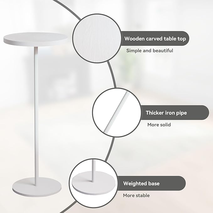 Small Side Table, Metal Round Drink Table, Desktop Diameter 9.99“ for Living Room Bedroom Small Spaces Sofa Couch Chair, White