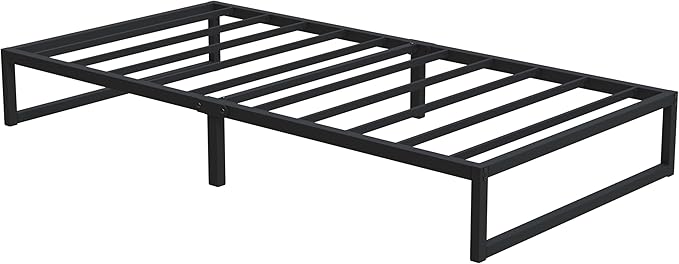 12 Inch Twin Size Bed Frames Heavy Duty Metal Twin Platform Bed Frame No Box Spring Needed, Noise Free, Easy Assembly, Black