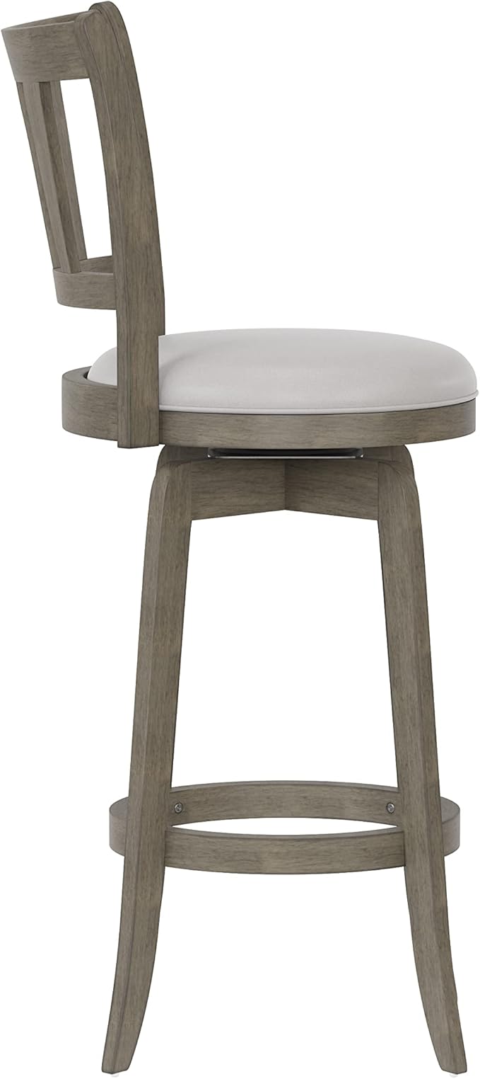 Hillsdale, Presque Isle Wood Bar Height Swivel Stool, 19"D x 17.5"W x 43.5"H, Aged Gray