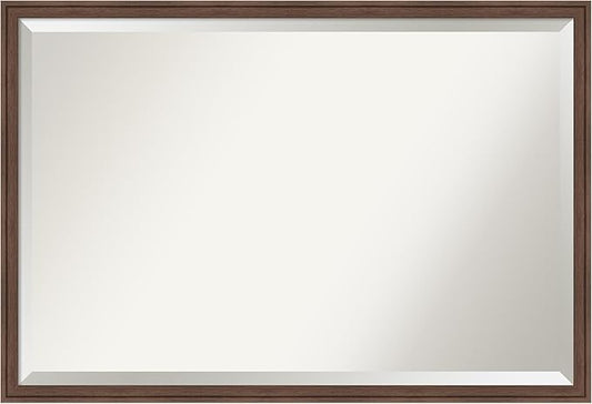 Amanti Art Brown Wall Mirror 26x38 Florence Medium Brown Rectangle Bathroom Mirror for Wall Decor Living Room, Large Casual Frame, Hangs Horizonally and Vertically, Bathroom Decor, Beveled Edge