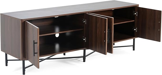 Christopher Knight Home Saral Modern 66 Inch TV Stand for TV up to 70 inch, TV Entertainment Center with Storage Adjustable Shelf, Wooden TV Console Table with Storage for Living Room, Chestnut Brown
