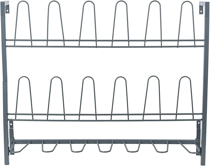 MyGift Premium Urban Gray Metal Hanging Shoe Rack for Walk in Closet, Mudroom and Entryway, Wall Mounted Space Saving Organizer for Shoes and Boots, Holds 9 Pairs