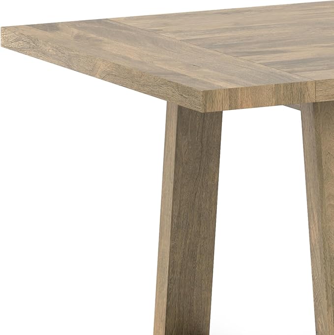SIMPLIHOME Whitley Dining Table - 72 inch Wide Solid Mango Rectangular Kitchen Table with Trestle Base in Grey Wash, Modern Farmhouse Style for Dining Room or Family Room, Seats 6