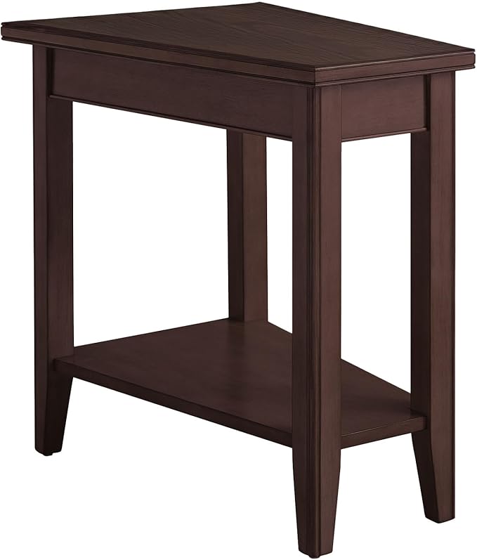 Laurent Solid Wood Recliner Wedge End Side Table with Shelf, Chocolate Cherry Brown, Perfect for Living Rooms, Bedrooms, and Small Spaces – Leick Home, 10502