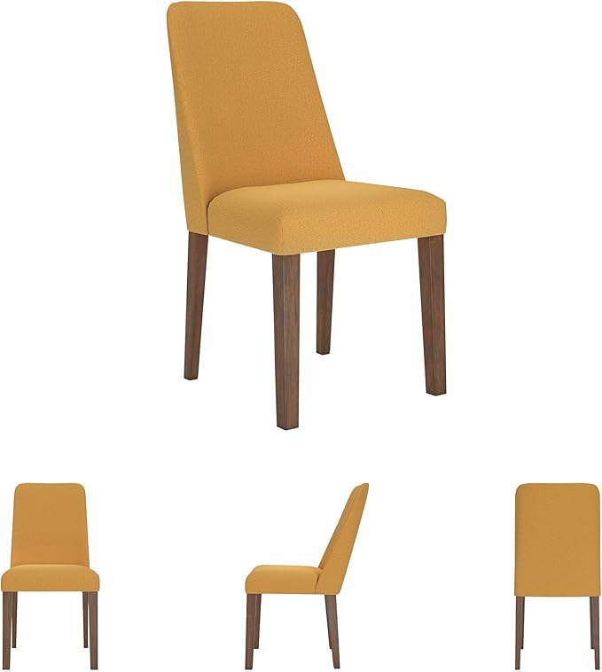 Signature Design by Ashley Lyncott Contemporary Dining Room Upholstered Side Chair with Foam Cushion, 2 Count, Yellow & Brown