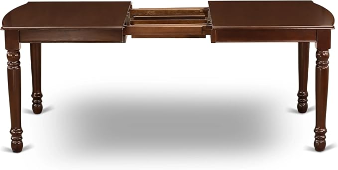 East West Furniture DOML7-MAH-W 7 Piece Dining Set Consist of a Rectangle Dining Room Table with Butterfly Leaf and 6 Wood Seat Chairs, 42x78 Inch, Mahogany