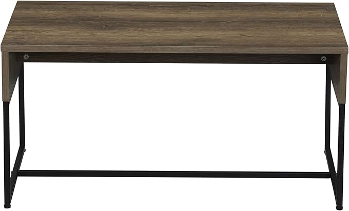 Household Essentials Wrap Rectangular Coffee Table Ashwood Rustic Wood Grain and Black Metal