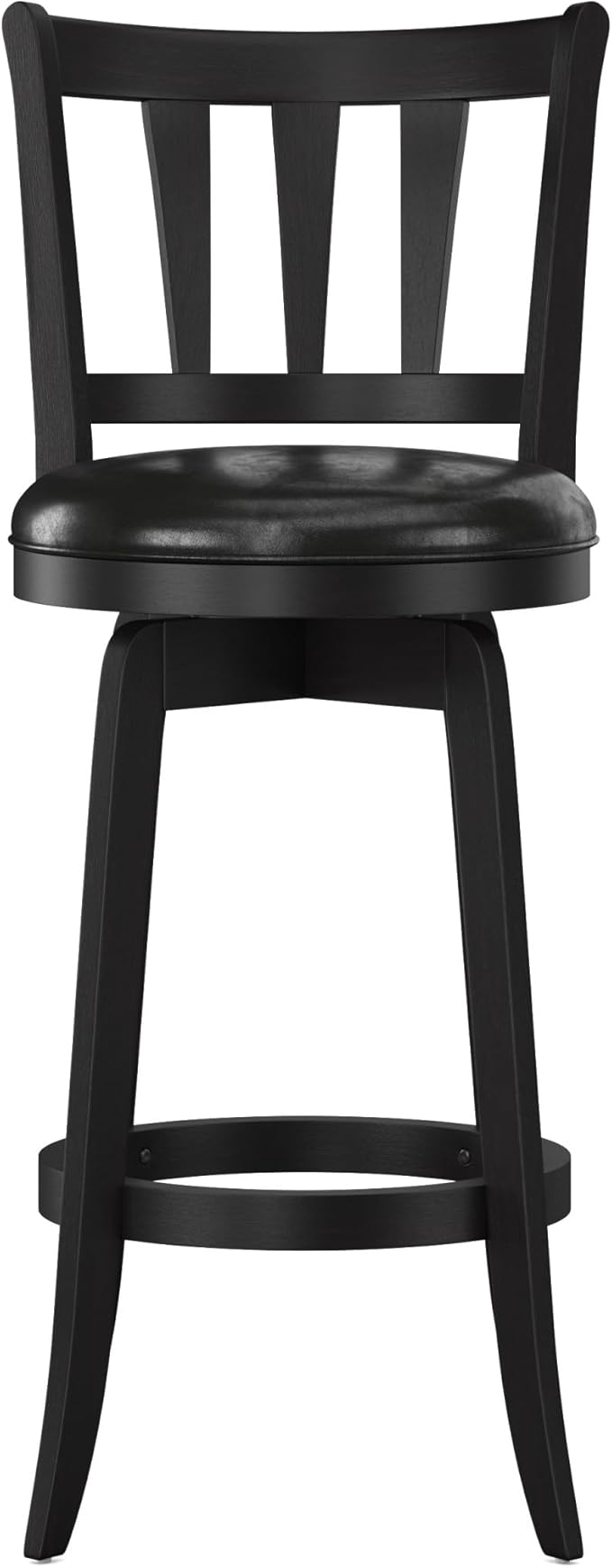 Hillsdale Presque Isle Wood Swivel Stool with Faux Leather Seat, Bar Height, Black