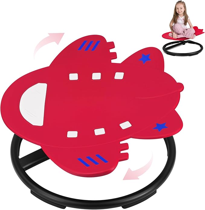 Kids Sensory Swivel Chair, Autism Spinning Chair for Kids Sensory, Autism Sensory Products Sit and Spin 360° Spinning Seat for Autistic ADHD Kids Indoor Outdoor Play (Red)