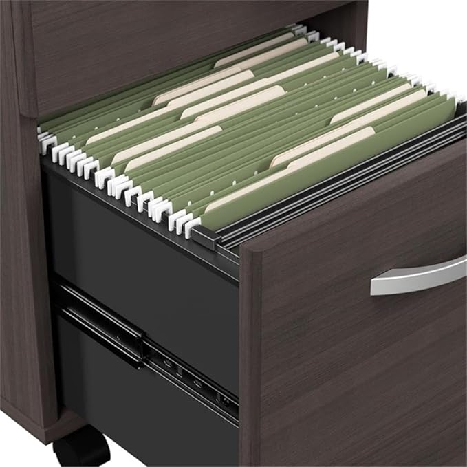 Bush Business Furniture Arrive 3 Drawer Mobile File Cabinet - Assembled in Storm Gray, Rolling Document Storage for Reception Area or Professional Office