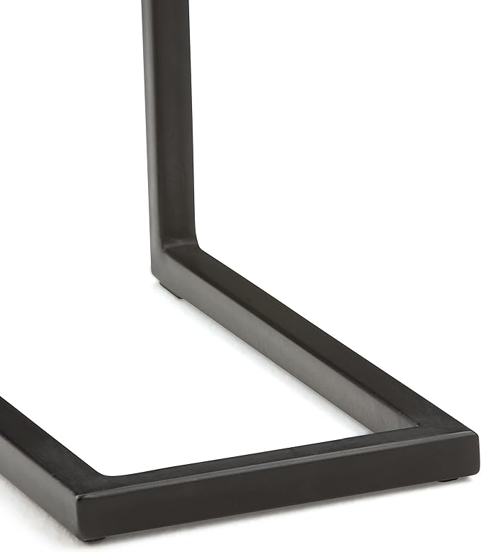 SIMPLIHOME Skyler 18-inch Wide Solid Mango/Metal Industrial C-Shaped End Table in Dark Cognac Brown/Black for Living Room, Office, or Bedroom, Assembled
