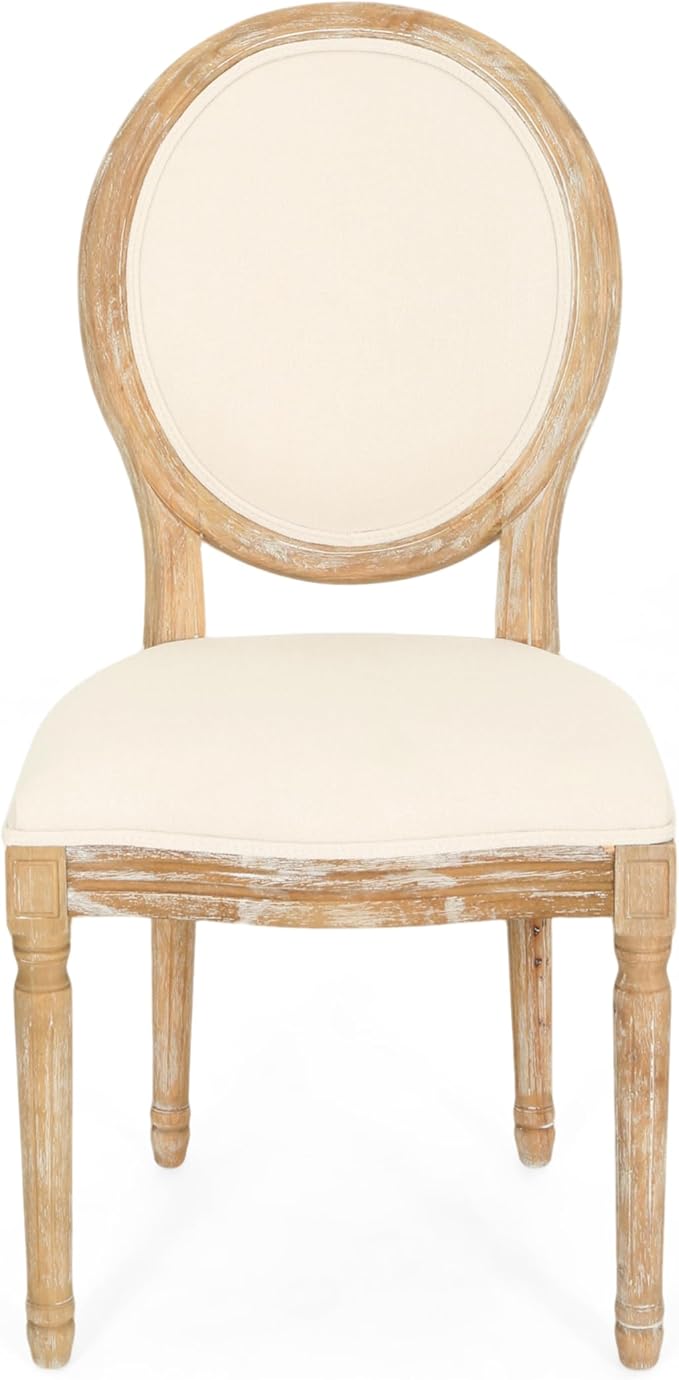 Christopher Knight Home Reed Upholstered Farmhouse Dining Chairs, Blue, White, and Beige (Set of 2)